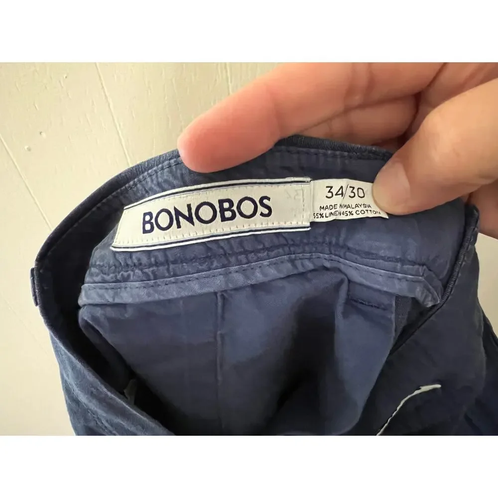 Bonobos Size 34 x 30 Navy Cotton Straight Fit Pants